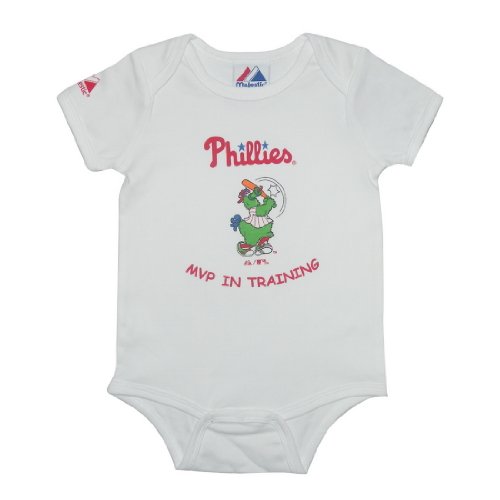 Majestic Philadelphia Phillies MLB Baby / Infant One-Piece Bodysuit / Romper / Onesie - White (Size: 12)