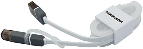 GenixGreen 2 in1 Lightning Sync/Charge Extension Cable (3.2 Ft) for All Mobile Equipment