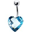 Sparkling Aqua Prism Heart Belly Ring