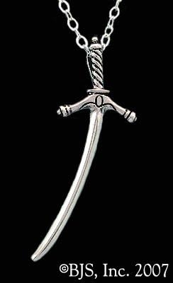 14k White Gold Dedicated Sword TM Officially Licensed Robert Jordan Wheel of Time ® Necklace