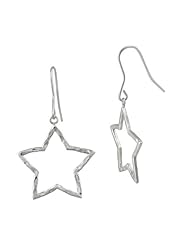 Sterling Silver Hammered Star French Wire Earrings