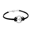 Sterling Silver Tarnish-Free Peace-Sign with Black Cord Bracelet