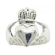 Mens Celtic Claddagh Ring in Smooth Sterling Silver 925 Irish Love