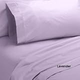 CASTLE HILL 510 Thread Count 100% Egyptian Cotton Solid Sateen Single Ply Yarn Bed Sheet Set Lavander Full.
