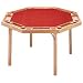Natural Wood Octagonal Poker Table with Red Nylon Top