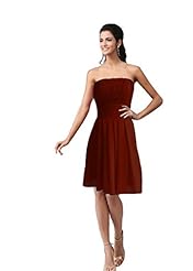 Strapless Knee Length Short Lace-Up Chiffon/Polyester Bridesmaid Dress 