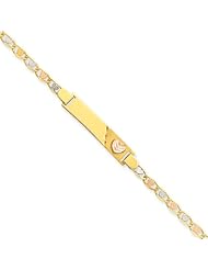 14k Gold Tricolor Link Heart ID Baby Bracelet