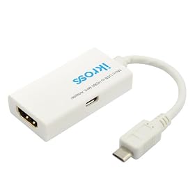 Ikross Micro USB m�le vers HDMI femelle Adaptateur MHL - Blanc pour Samsung Galaxy i9100 S2, Samsung I997 Infuse 4G, Galaxy Note, HTC Evo 3D, 4G Sensation HTC, le HTC EVO 4G Voir, HTC One X, Samsung Note N7000, Samsung Galaxy S III S3 i9300, HTC Flyer Tablet