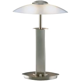Holtkoetter Halogen Table Lamp with Glass Shade, Satin Nickel with Satin White Glass by Holtkoetter
