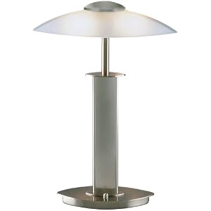 Holtkoetter Halogen Table Lamp with Glass Shade, Satin Nickel with Satin White Glass by Holtkoetter