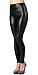 Stretch Faux Active Tights Leggings for Women Girls Juniors Pants (Small, Shiny Black)