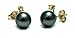 Black Tahitian Pearl and Yellow Diamond Stud title=
