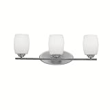 Kichler Lighting 5098NI Eileen 3-Light Bath Fixture, Brushed Nickel with White-Etched Glass