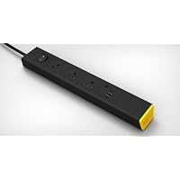 KBAR 3 AC Outlet with Dual 2.1A USB Charger (Black + Yellow)