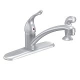31MegCT9UOL. SL160  MOEN 7430BC Chateau Single Handle Kitchen Faucet with Matching Finish Protégé Side Spray, Brushed Chrome