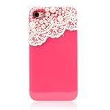 Hand Made Lace and Pearl Hot Pink Hard Case Cover for iPhone 4, 4G and 4S
