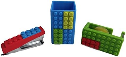 Floon[TM] Silicone Stationery Kits [Include: 1 Pen Holder, 1 Tape Dispenser, and 1 Stapler (Staples Model: 24/6)] - 100% Non-toxic and Environmentally Friendly - Delight the Working Mood! (Blue)