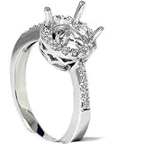 Search : .50CT Pave Diamond 14k White Gold Round Brilliant Semi Mount Engagement Anniversary Halo Setting Mounting color (G/H) clarity (I1)