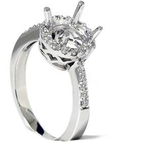 .50CT Pave Diamond 14k White Gold Round Brilliant Semi Mount Engagement Anniversary Halo Setting Mounting color (G/H) clarity (I1)