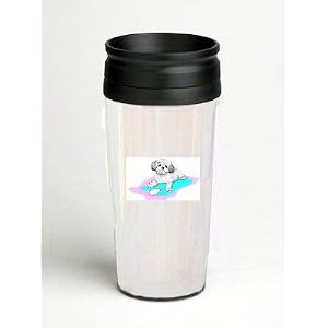 16 oz. Double Wall Insulated Tumbler with dog on a blanket - Paper Insert by SHOPZEUS