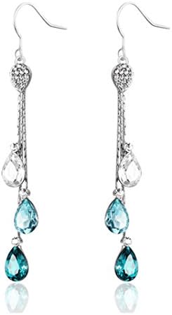 Jewelry Crystal Platinum Plated Long Dangle Earrings for Women Statement Fashion Jewelry ER 014 Free Shipping