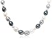 Jewelry : 8.5-11mm Dyed Oval Freshwater Cultured Pearl Necklace w/Sterling Silver Beads, 18"