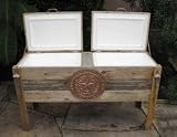 CG Products Bronze Texas Seal Double Cooler Hand-Made Weathered Wood Outdoor Double Ice Chest with Bronze Texas Seal