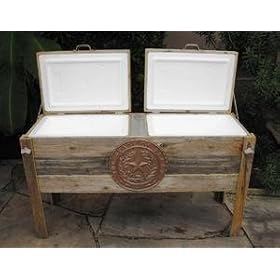 CG Products Bronze Texas Seal Double Cooler Hand-Made Weathered Wood Outdoor Double Ice...