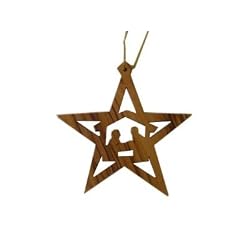 Olive Wood Bethlehem Star Nativity Manger