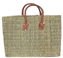 Moroccan Straw Summer Beach / Shopper / Tote Bag 17.5