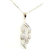 Luxury Sterling 925 Silver Large Modern Designer Baguette Cut Stone Set Pendant 16 Sterling Silver Chain Necklace Ideal For Christmas Birthday Anniversary Or Mothers Day Gift