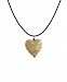 Necklace - N378 - Ceramic Heart on Leather Cord with Sterling Silver Clasp and Ends ~ Cream - Gray- Brown Stripes