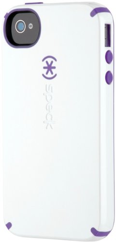 Speck Products CandyShell Glossy Case for iPhone 4/4S - 1 Pack - Carrying Case - Retail Packaging - White/Aubergine