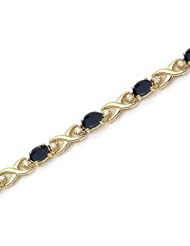 14k Yellow Gold Natural Sapphire And Diamond Tennis Bracelet