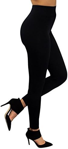 Seamless Full Length Fleece Lined Leggings (S, Plain Black)