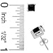 .925 Sterling Silver Onyx Gemstone Stud Earrings in Four Prong- Princess Cut Shape 3 mm