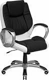 Black and White Leather Mid-back Office Desk Chairs Flash Furniture (CH-CX0217M-GG)