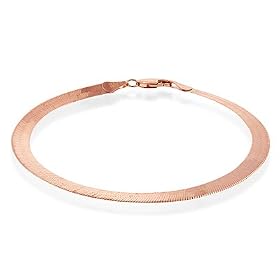 14K Rose Gold Herringbone Link Bracelet 8" by 