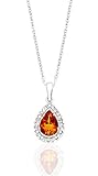 .68 TCW PEAR SHAPED CITRINE & DIAMOND 14K PENDANT