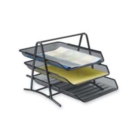 3 Tier Desk Tray, Steel Mesh, 10 3/4"x14 1/4"x11", BK (SPR90206)