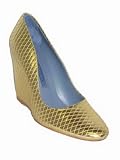 ASHLEY DEARBORN Coco Gold Quilted Wedge Shoes