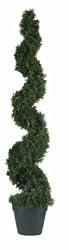 TWO 4 ft Outdoor Cedar Spiral Silk Topiary Tree