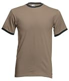 Fruit of the Loom Ringer T-Shirt Khaki - Graphit,L