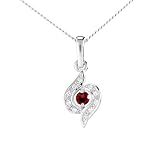 9ct White Gold Garnet /Diamond Wrapped Pendant & 18 Chain