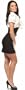 BLACK WHITE FITTED RUFFLED CAREER PENCIL HIGH WAIST SATIN VINTAGE INSPIRED CAREER MINI DRESS WITH BELT, Large