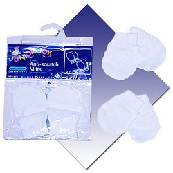 24 X One Size BABY SCRATCH MITTENS White 100 % Combed Cotton Mitts.