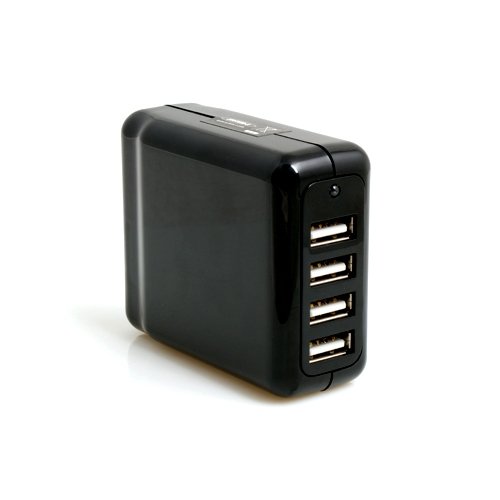 System-S Black Fourfold USB Charger with 2A for TomTom go 750 live go 730t xxl IQ routes xl2 IQ routes start2 Garmin nüvi 1390T PRO Medion gopal P4445