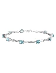 Aquamarine Infinity Bracelet with Diamonds 1.90 Carat (ctw) in Sterling Silver