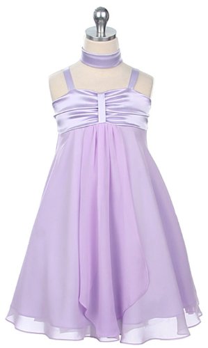 New Delicate Chiffon Easter Sunday Dress ~ sz 4 to 16 Girls ~ Choice of Pink, Lilac or Ivory Inexpensive Flowergirl Gowns