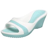 : Crocs Women's Sassari Peep Toe Wedge,Seafoam/White,4 M